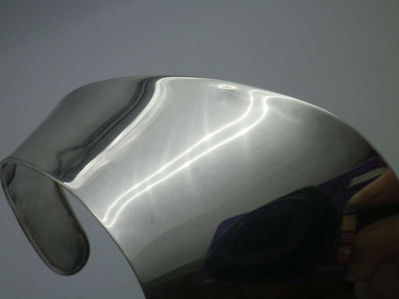 Dramatic Vintage Modernist SILVER PLATED Adjustable Choker Necklace. Mirror Bright & Unusual