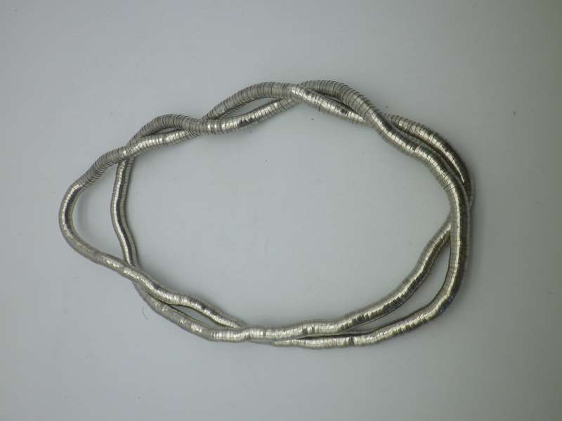 Vintage Modernist Silver tone Adjustable Long SNAKE coil necklace.