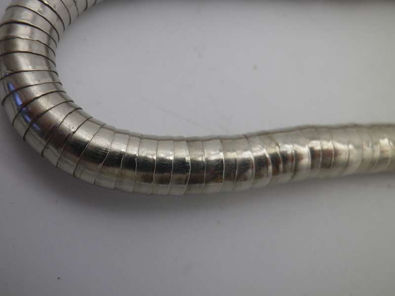 Vintage Modernist Silver tone Adjustable Long SNAKE coil necklace.