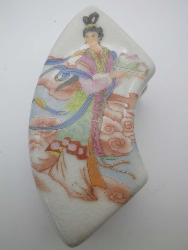 Unusual Oriental Chinese? 4 compartment ceramic set of containers with intricate painting. SIGNED