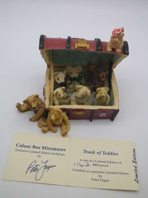 COLOUR BOX MINIATURE A TRUNK FULL OF TEDDIES Ltd Edition by PETER FAGAN. RARE