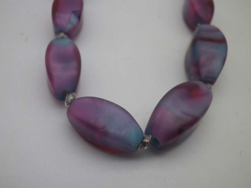 Vintage Glass Bead Necklace. Pink & Lilacy grey tones. Pretty. approx 42cm long