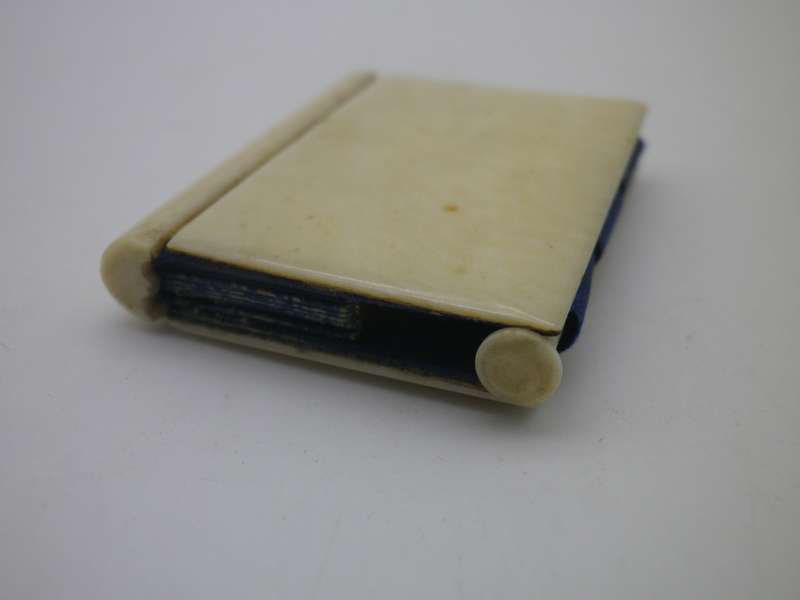 Rare Victorian Miniature Ivory Book shape Dance card holder? Aide Memoire?  3.8 x 3 cm