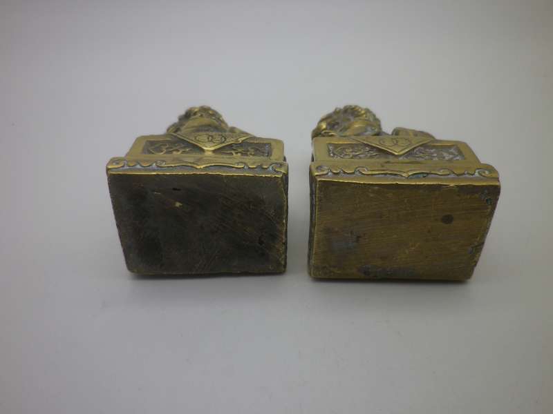 Vintage Pair Brass  20th Century Miniature Chinese foo dogs. Lovely detail. 7.5cm