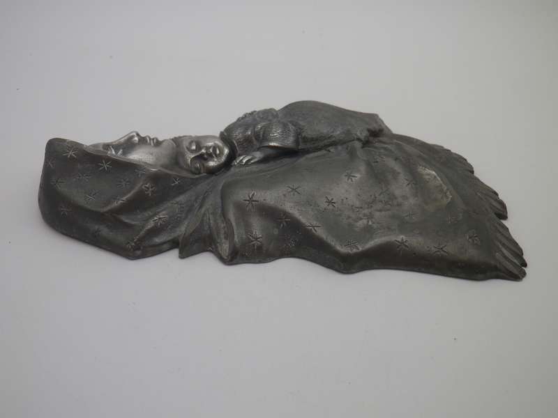 Cast Pewter Madonna & Child Vintage Icon for mounting. Exquisite. 16.5 x 9cm x 2.5