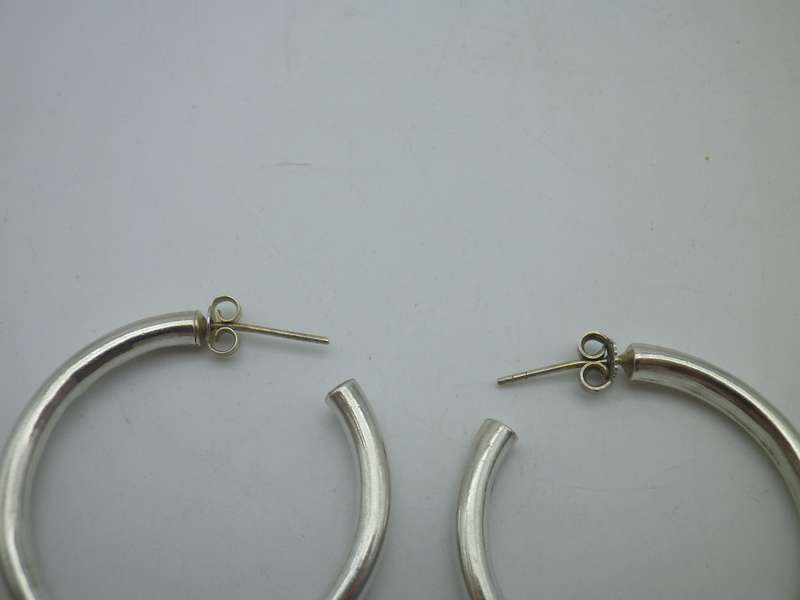 Big Sterling Silver Vintage Hoop Earrings. 4cm. 7g