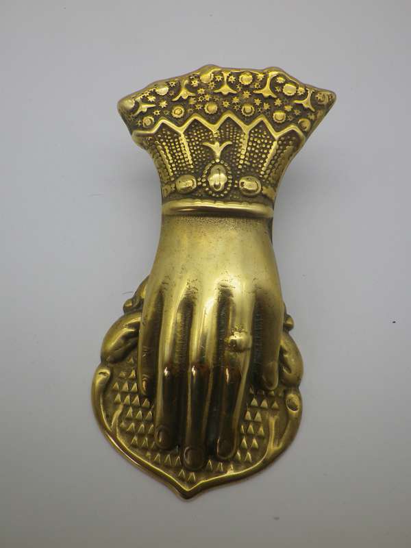 Rare Victorian Solid Brass Hand Shape paper clip holder. 13cm desktop or wall mount
