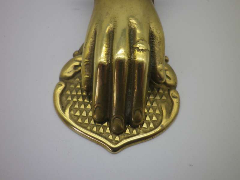 Rare Victorian Solid Brass Hand Shape paper clip holder. 13cm desktop or wall mount