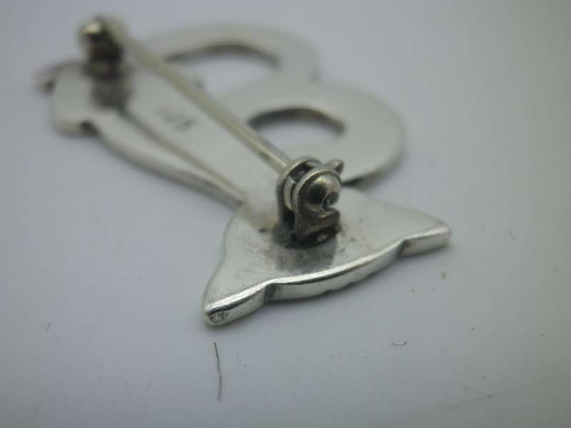 Cute Modernist Sterling Silver CAT BROOCH 4 x 2.5 cm 8.3g