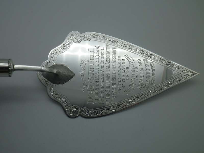 RARE!!! Sterling Silver Presentation Trowel Commemorating opening of DURBAN AQUARIUM! 11 March 1957