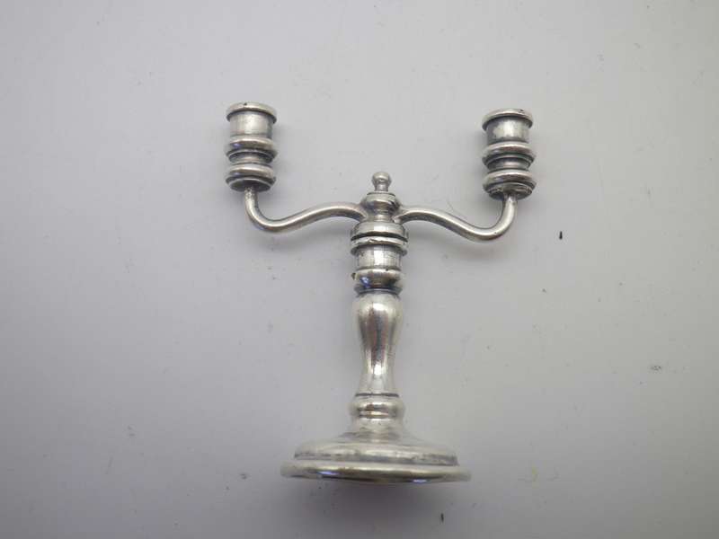 Miniature Hallmarked silver Candle stick. Birmingham 1953. Barker Bros 13.5g 4.5cm. RARE!