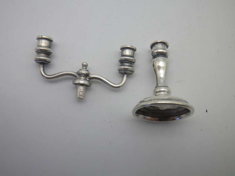 Miniature Hallmarked silver Candle stick. Birmingham 1953. Barker Bros 13.5g 4.5cm. RARE!