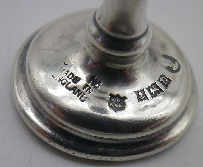 Miniature Hallmarked silver Candle stick. Birmingham 1953. Barker Bros 13.5g 4.5cm. RARE!