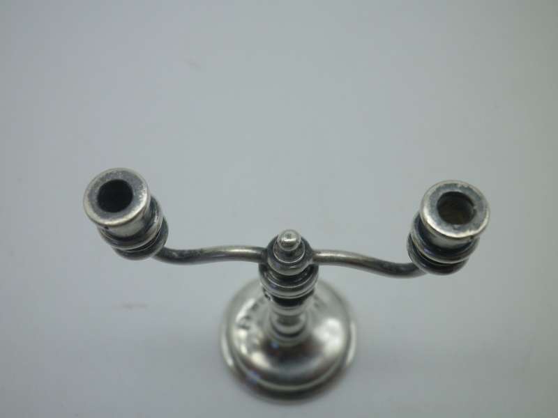 Miniature Hallmarked silver Candle stick. Birmingham 1953. Barker Bros 13.5g 4.5cm. RARE!