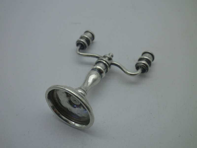 Miniature Hallmarked silver Candle stick. Birmingham 1953. Barker Bros 13.5g 4.5cm. RARE!