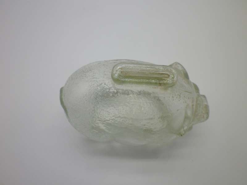 SMALL MID CENTURY PRESSED GLASS PIGGY BANK. CUTE