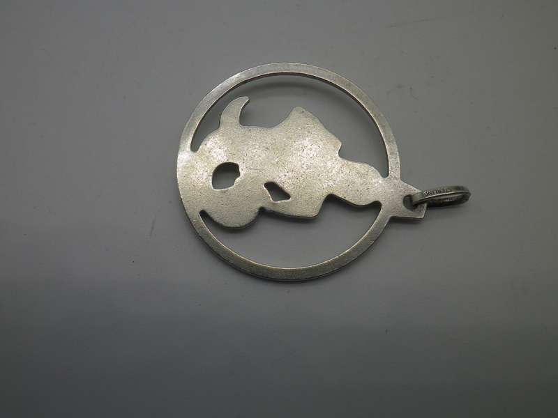Large Sterling Silver aquarius zodiac pendant. 3.5 x 2.8cm