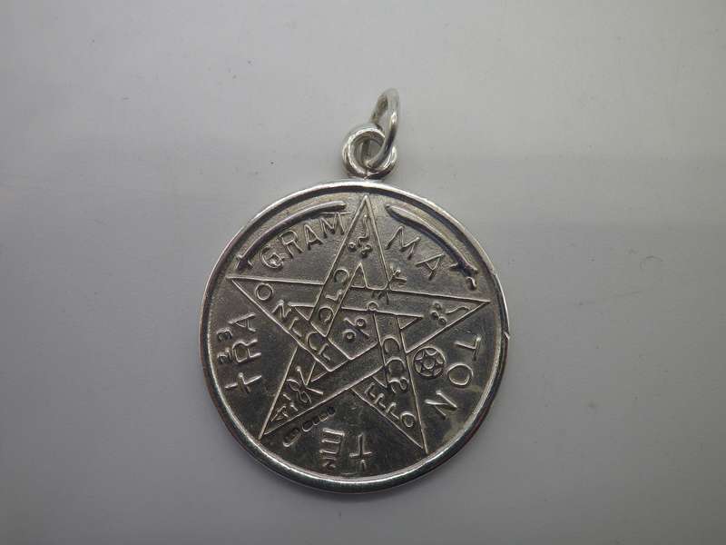 Hallmarked Sterling Silver Tetragrammaton and Zodiac Pendant, Pentagram. Sheffield, 2016