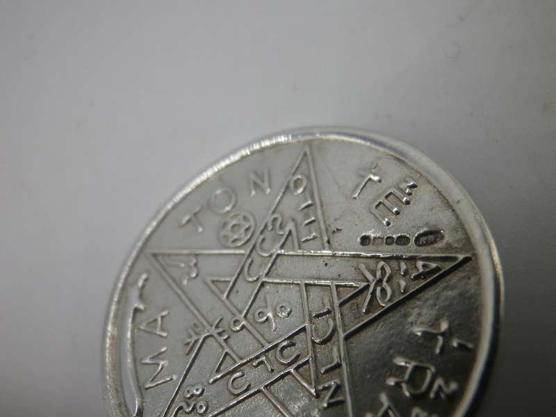 Hallmarked Sterling Silver Tetragrammaton and Zodiac Pendant, Pentagram. Sheffield, 2016