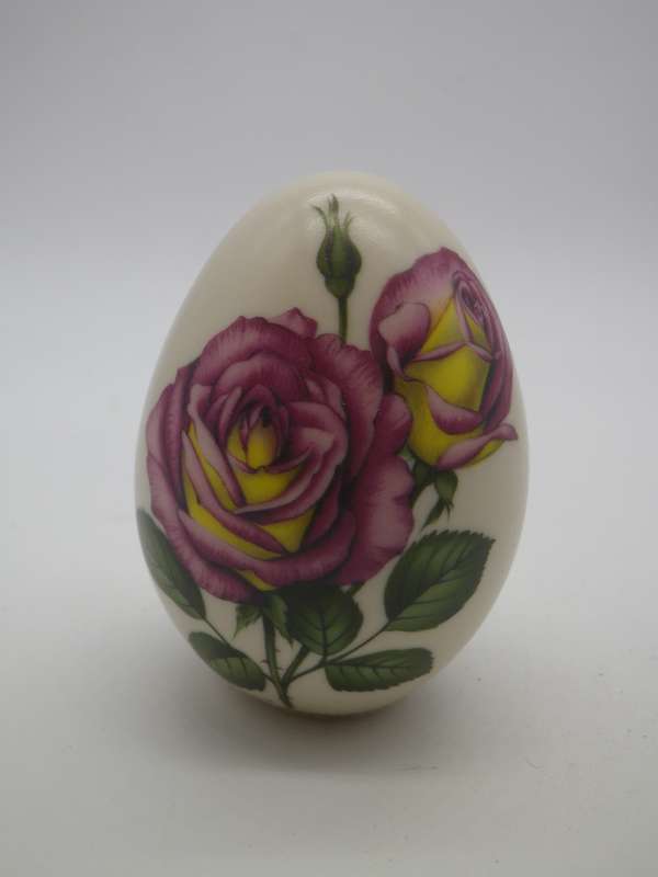 Vintage Handcrafted Eggzakly Porcelain Egg Floral Roses for June birthday
