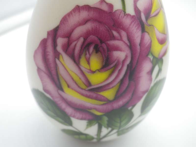 Vintage Handcrafted Eggzakly Porcelain Egg Floral Roses for June birthday