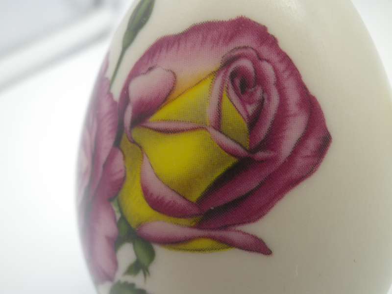 Vintage Handcrafted Eggzakly Porcelain Egg Floral Roses for June birthday