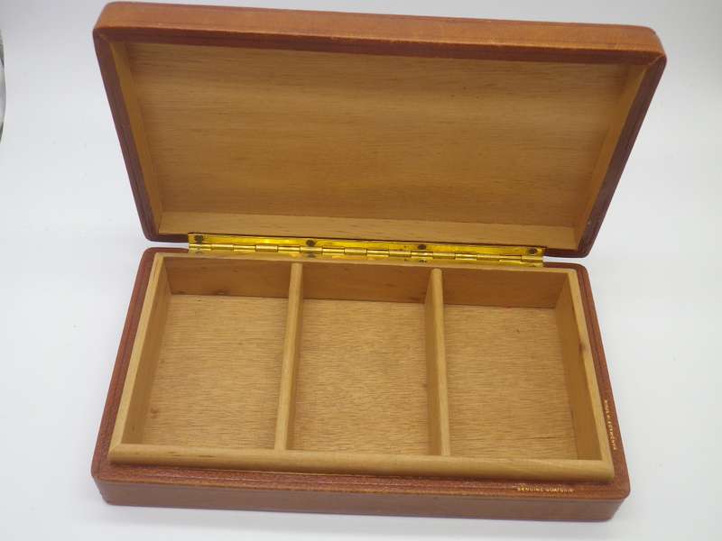 Vintage Genuine Goat Leather card or jewellery box. Made in Spain