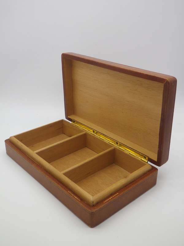 Vintage Genuine Goat Leather card or jewellery box. Made in Spain