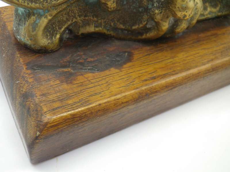 Pair Solid Cast brass Horse bookends on wooden bases. 17.cm x 15cm long