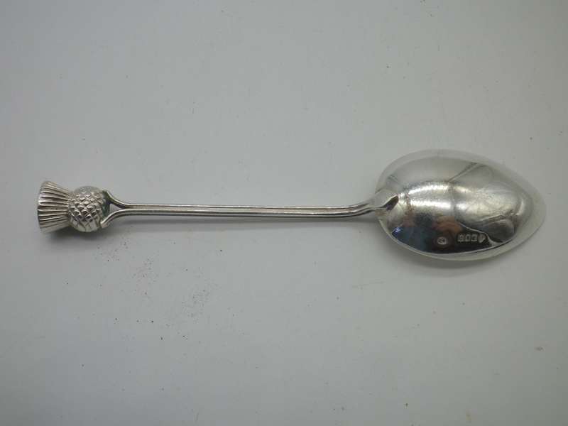 Scottish Hallmarked Silver thistle teaspoon. Glasgow, 1953. Robert Allison 10.6cm 10.6g