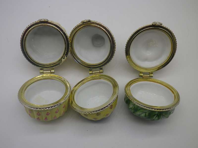 3 BEAUTIFUL VINTAGE TRINKET POTS - possibly LIMOGES France DESIGNED BY PIERRE DUMAS FILS