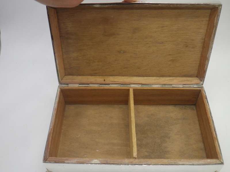 Vintage Rhodesian A1 silver plate on copper footed table cigarette/tobacco box