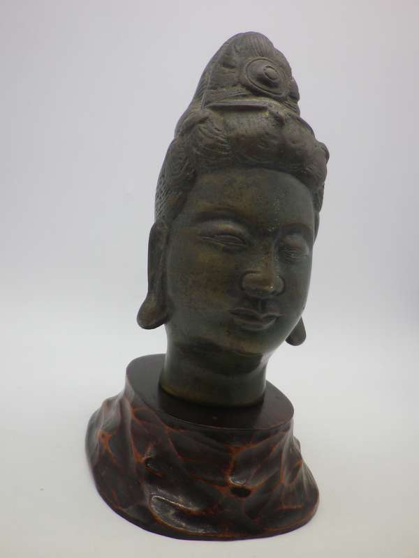 MAGNIFICENT Antique BRONZE KWAN YIN HEAD STATUE. Too beautiful