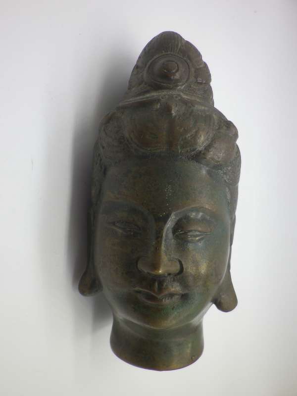 MAGNIFICENT Antique BRONZE KWAN YIN HEAD STATUE. Too beautiful