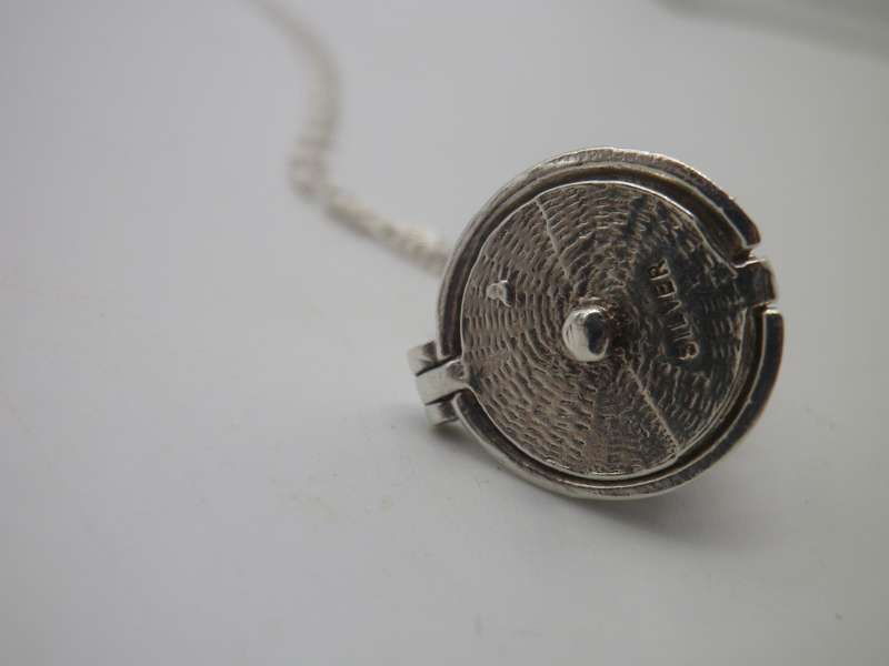 Wedding couple in a bell Sterling Silver Vintage Pendant on silver chain RARE!