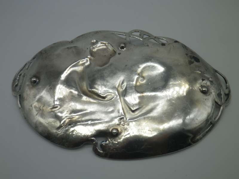 Antique 1906 WMF Germany Art Nouveau silver plated visiting card tray. 25 x 16cm