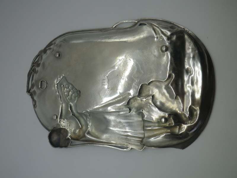 Antique WMF Germany Art Nouveau silver plated visiting card tray. 25 x 16cm