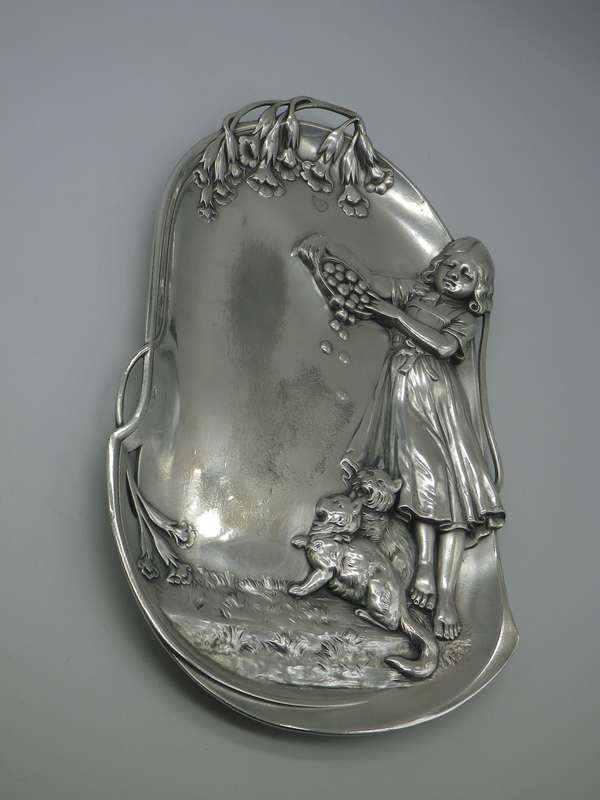 Antique WMF Germany Art Nouveau silver plated visiting card tray. 25 x 16cm