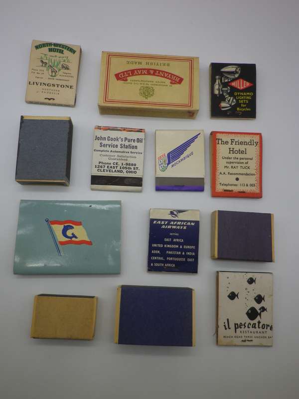 Collection of Thirteen Antique & Vintage matchboxes.