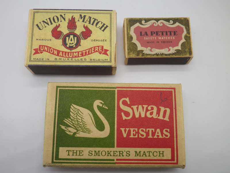 Collection of Thirteen Antique & Vintage matchboxes.