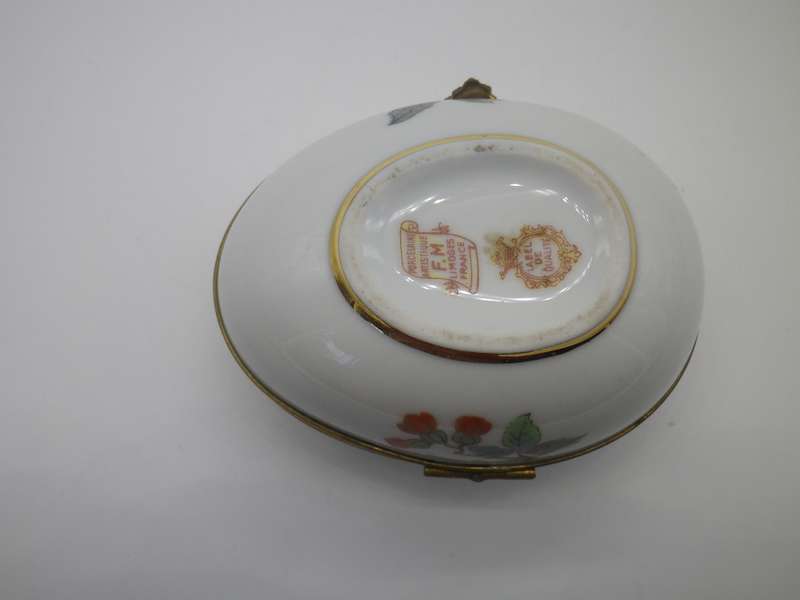 LIMOGES FRANCE Porcelain Egg Shape Trinket box