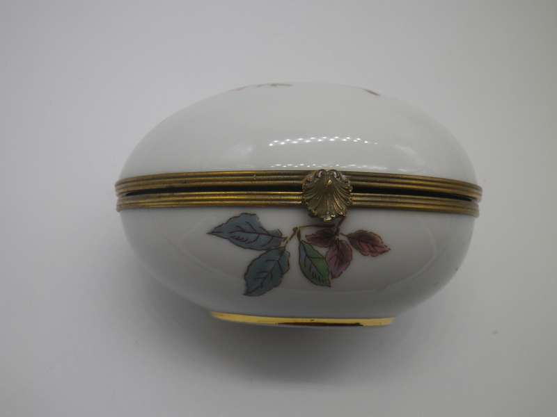 LIMOGES FRANCE Porcelain Egg Shape Trinket box