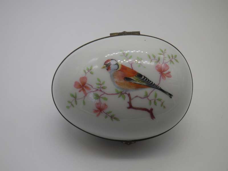 LIMOGES FRANCE Porcelain Egg Shape Trinket box