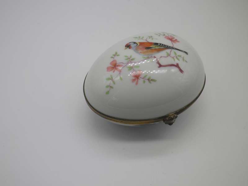 LIMOGES FRANCE Porcelain Egg Shape Trinket box