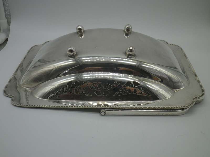 VINTAGE SILVER PLATED EMSS silver plate on brass SWING HANDLE RECTANGULAR SWEET BOWL GREAT CONDITION