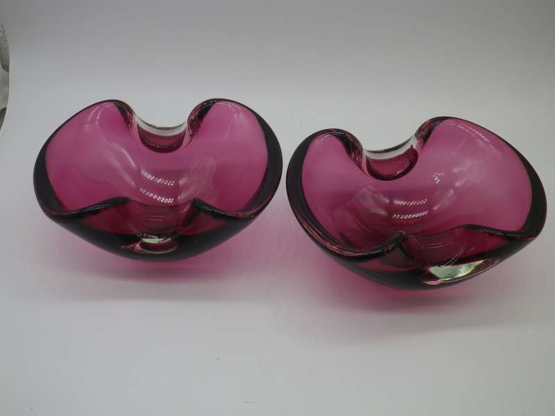 Pair Good quality Glass nut or bon bon Vintage bowls.