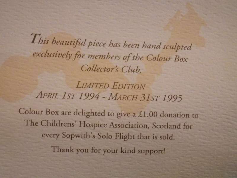 PETER FAGAN COLOUR BOX MINIATURE "SOPWITH'S SOLO FLIGHT"