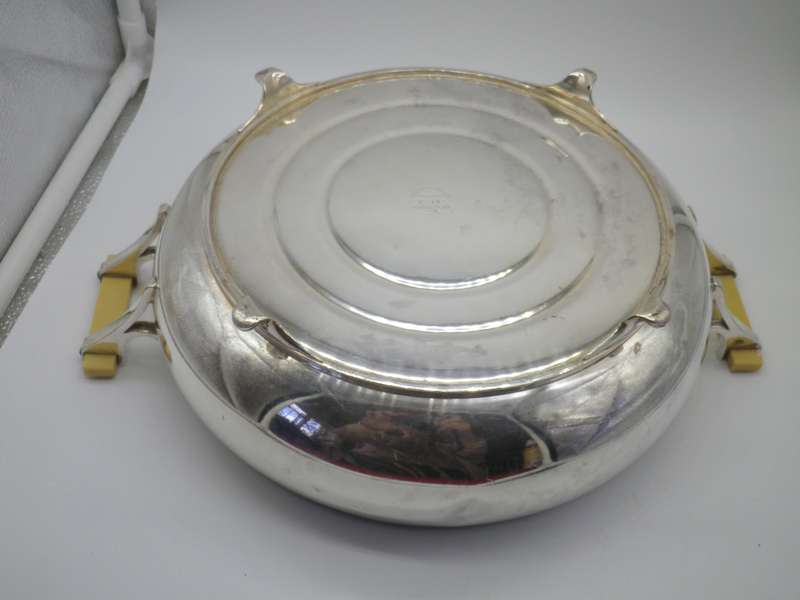 RARE HOLMES & EDWARDS USA Antique c1890s Silver plate lidded serving dish removable inner bowl.