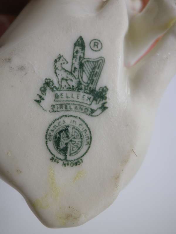 Cute Little Vintage BELEEK, Ireland Ceramic Pig. Cream with Yellow lustre