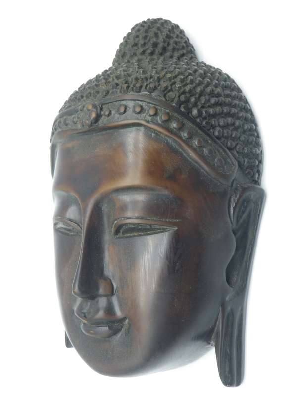 Carved Stone Thai Buddha to hang on wall. Serene Expression. 19x12x6cm